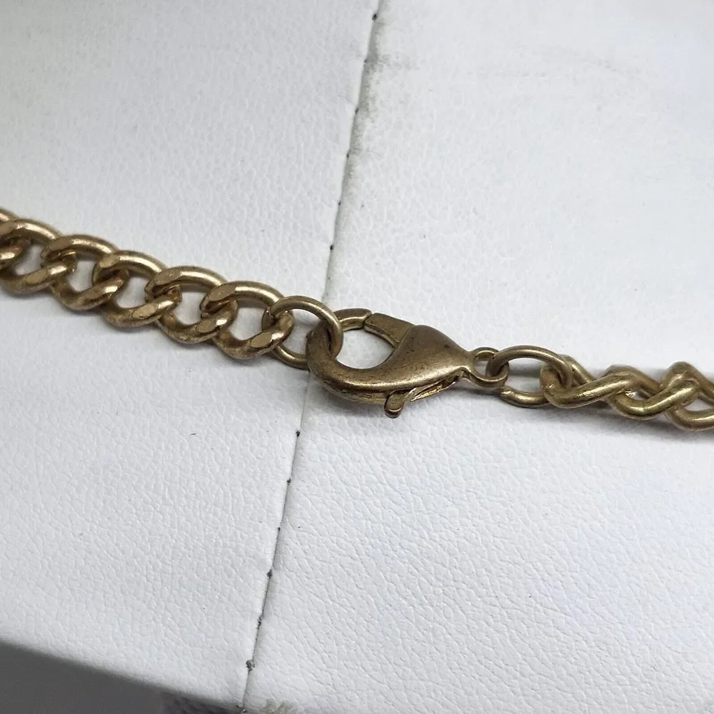 Matte Gold Tone Stone‎ Necklace